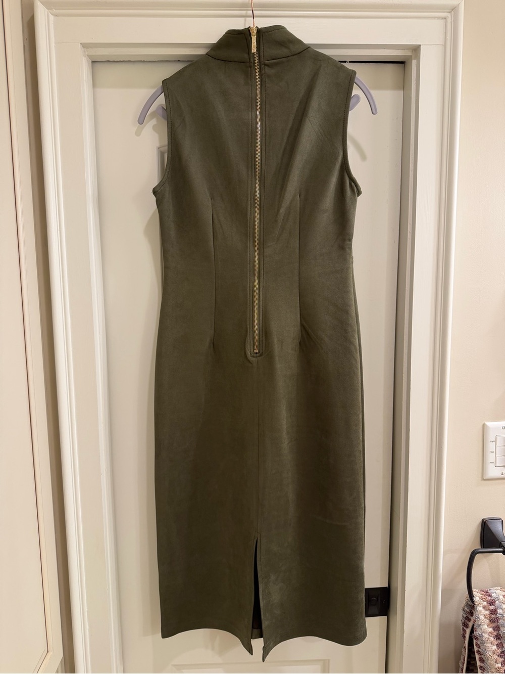 Rachel Zoe Olive Green Sleeveless Faux Leather Dress - Picture 4 of 7